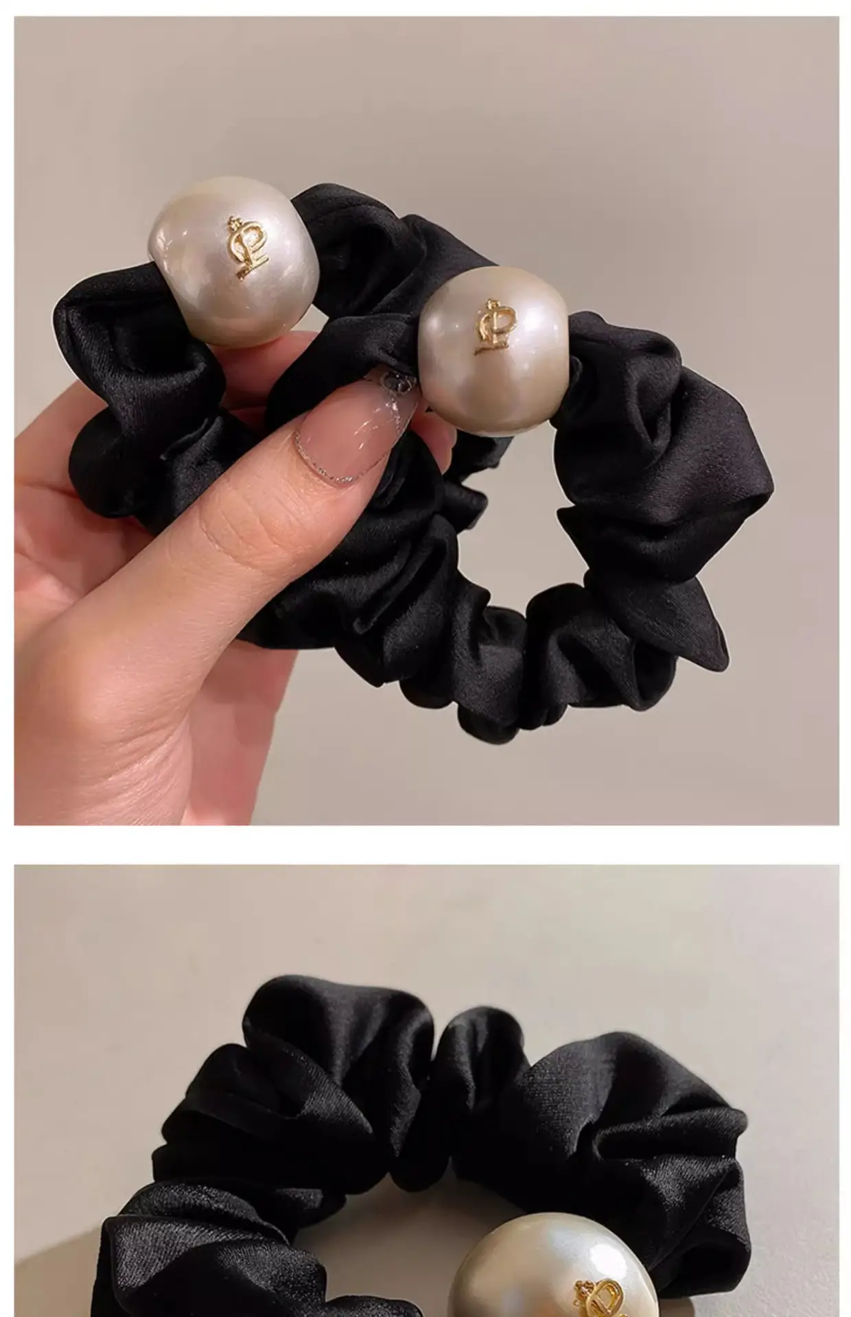 Black Pearl Hair Scrunchies for Girls Korean Style — feature 10