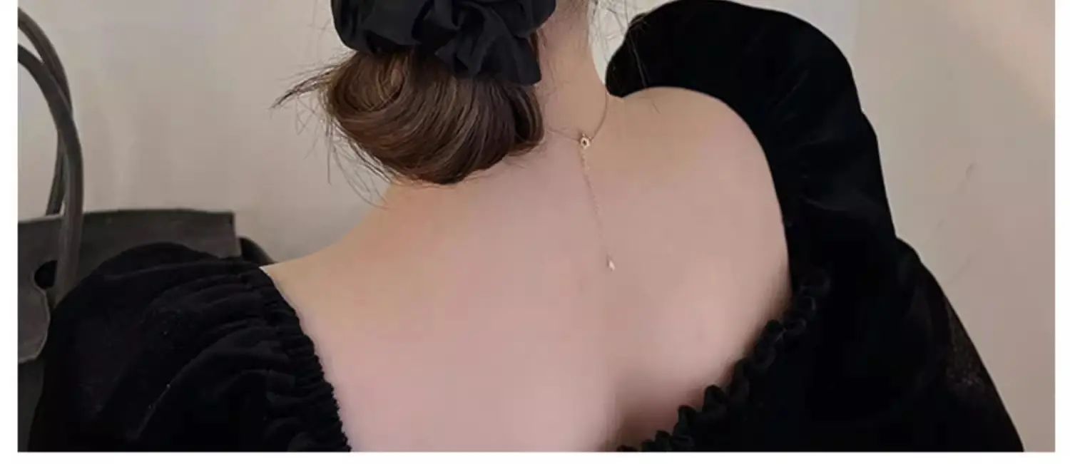 Black Pearl Hair Scrunchies for Girls Korean Style — feature 6