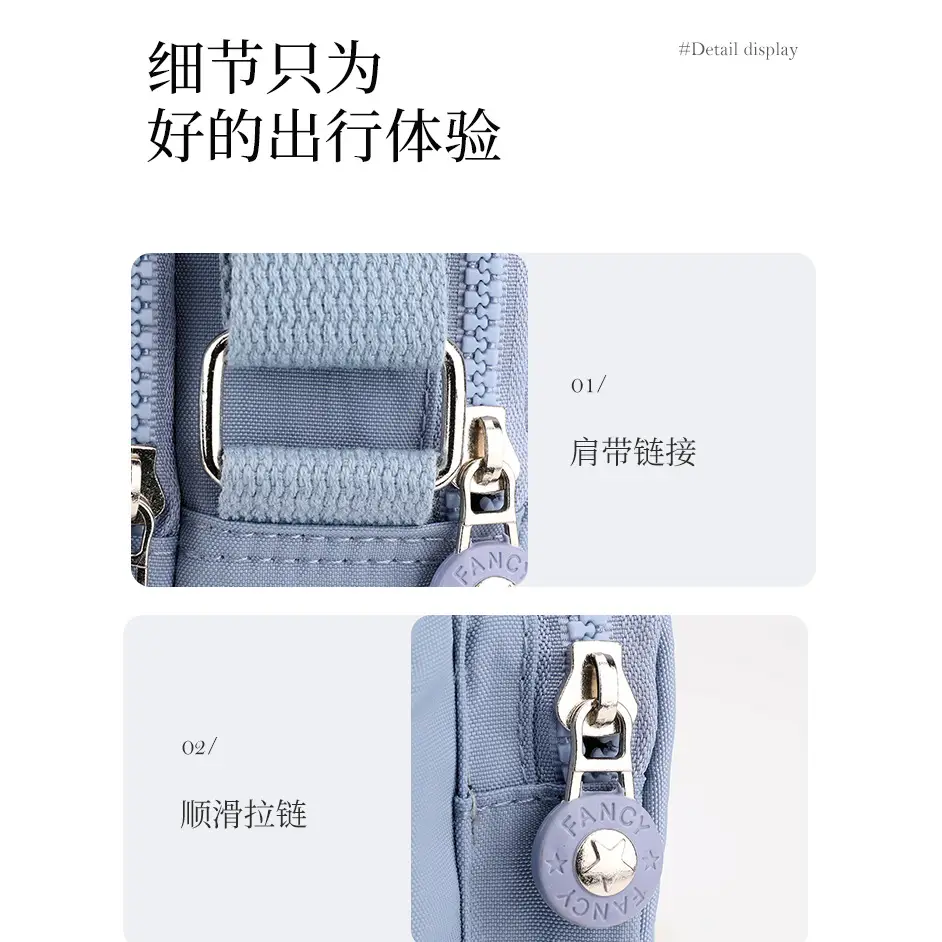 Women's Lightweight Oxford Shoulder Bag with Front Zip & Pullalook Zip - Image 9