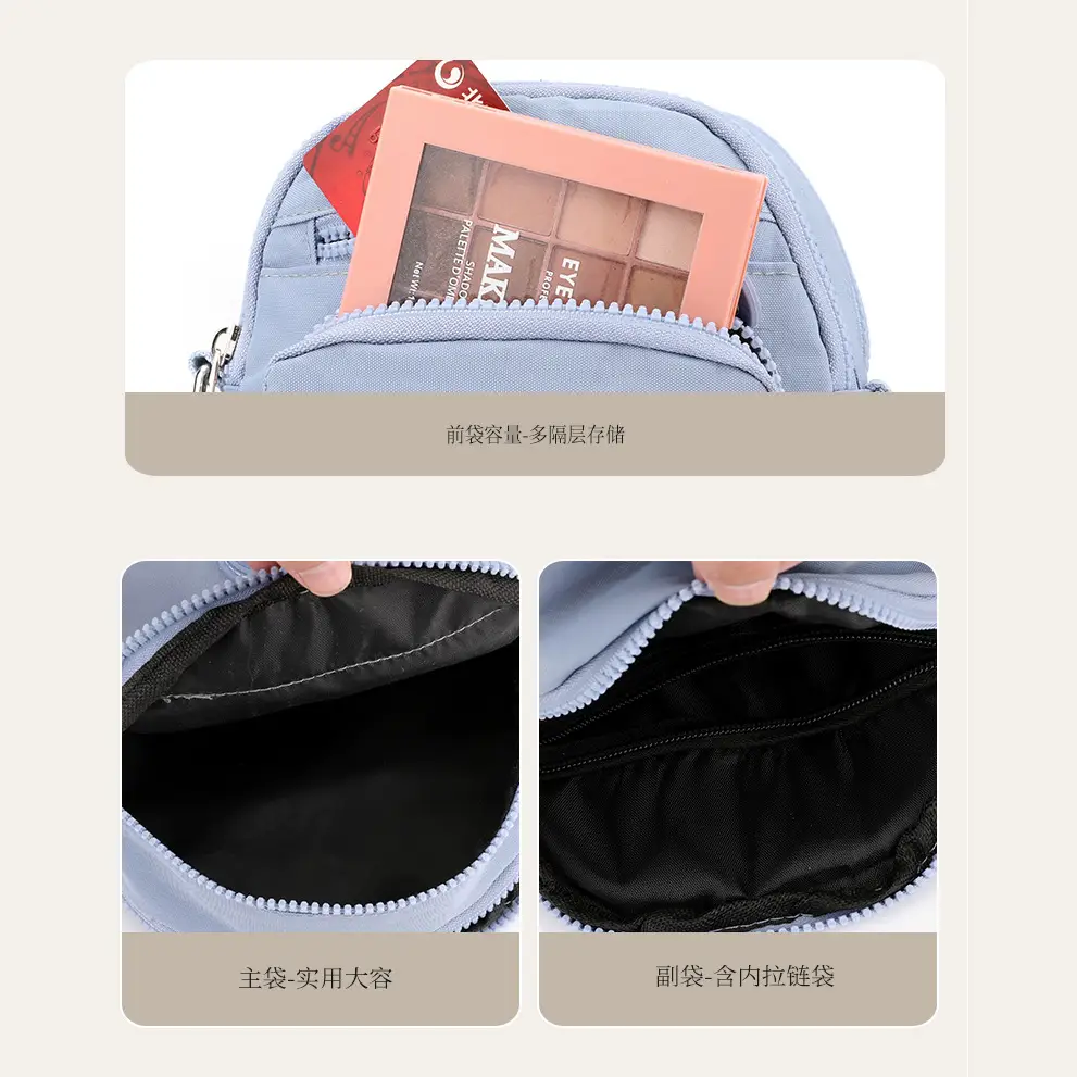 Women's Lightweight Oxford Shoulder Bag with Front Zip & Pullalook Zip - Image 10