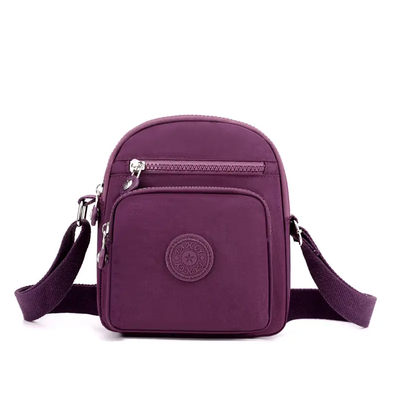 Women's Lightweight Oxford Shoulder Bag with Front Zip & Pullalook Zip - Image 2
