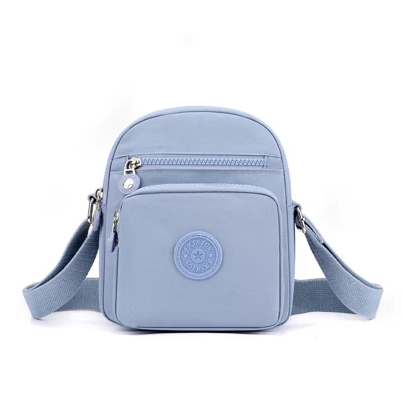 Women's Lightweight Oxford Shoulder Bag with Front Zip & Pullalook Zip - Image 6