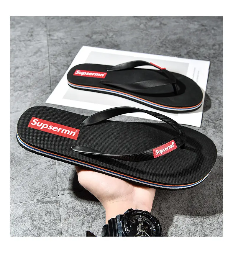 Wholesale in stock slippers flip-flops men's non-slip summer outwear soft bottom clip-on swimming bathing deodorant beach shoes — feature 12