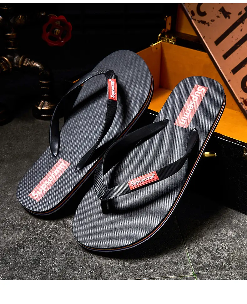 Wholesale in stock slippers flip-flops men's non-slip summer outwear soft bottom clip-on swimming bathing deodorant beach shoes — feature 13