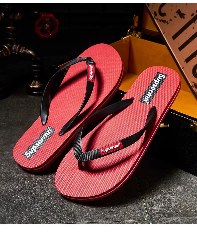 Wholesale in stock slippers flip-flops men's non-slip summer outwear soft bottom clip-on swimming bathing deodorant beach shoes — feature 17