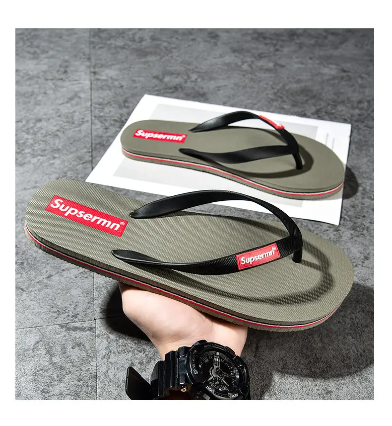 Wholesale in stock slippers flip-flops men's non-slip summer outwear soft bottom clip-on swimming bathing deodorant beach shoes — feature 20
