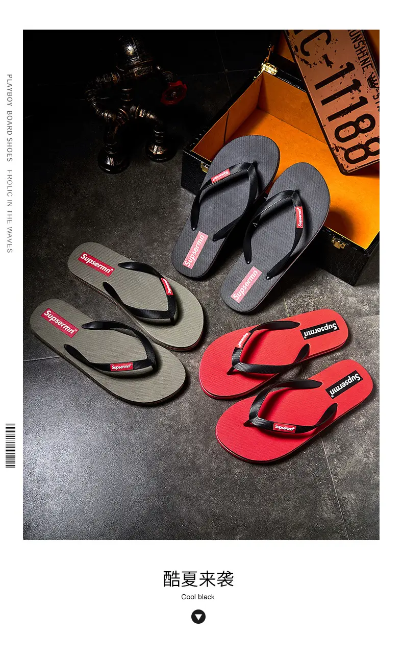 Wholesale in stock slippers flip-flops men's non-slip summer outwear soft bottom clip-on swimming bathing deodorant beach shoes — feature 3