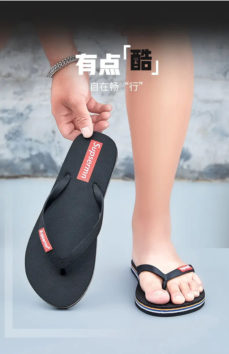 Wholesale in stock slippers flip-flops men's non-slip summer outwear soft bottom clip-on swimming bathing deodorant beach shoes — feature 4