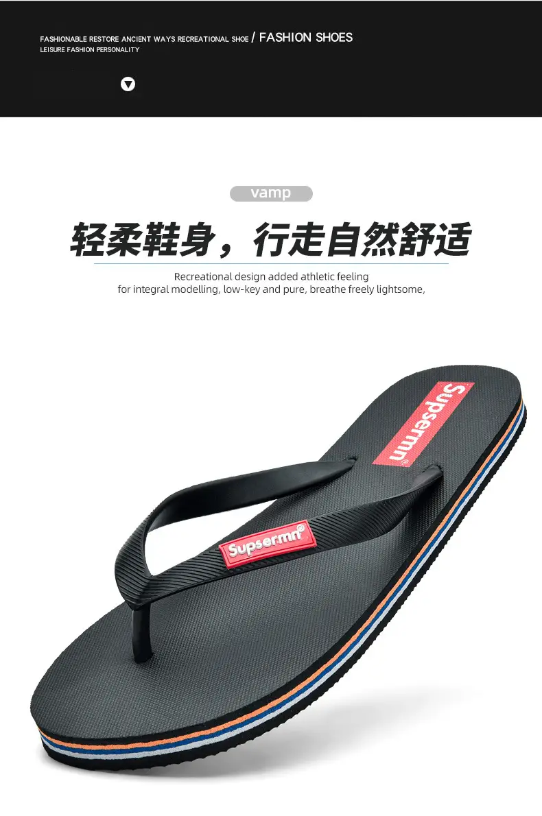 Wholesale in stock slippers flip-flops men's non-slip summer outwear soft bottom clip-on swimming bathing deodorant beach shoes — feature 7