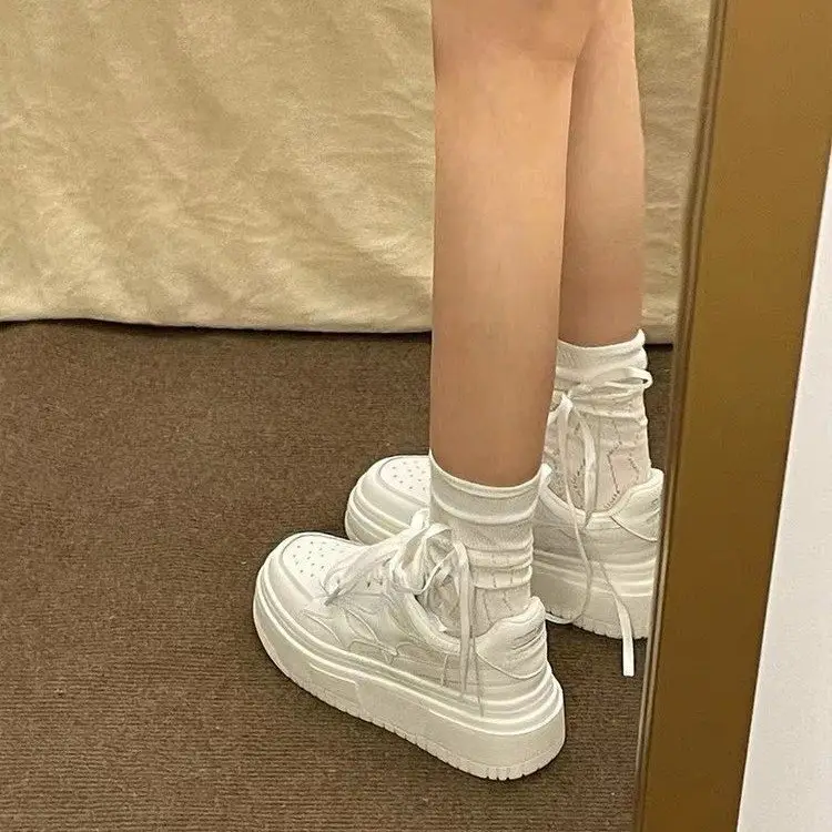 Women Platform White Sneakers 2024 College Style - Image 4