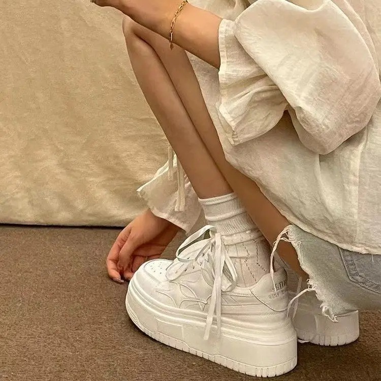 Women Platform White Sneakers 2024 College Style — feature 2