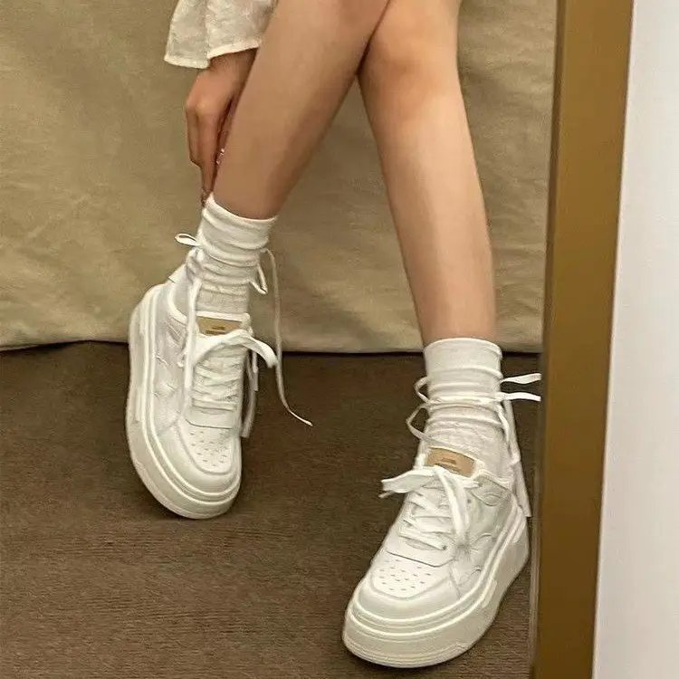 Women Platform White Sneakers 2024 College Style — feature 4
