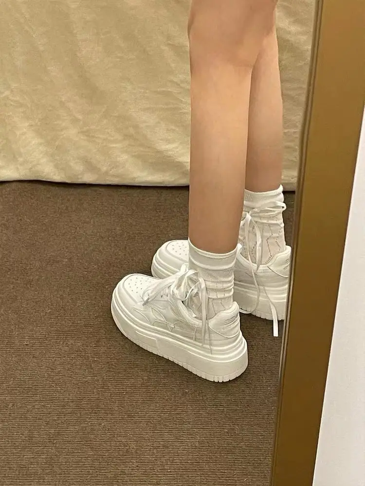 Women Platform White Sneakers 2024 College Style — feature 6