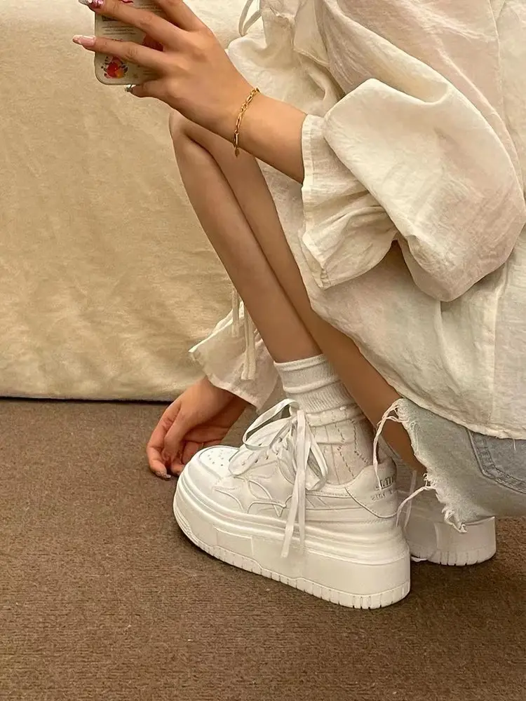 Women Platform White Sneakers 2024 College Style — feature 7