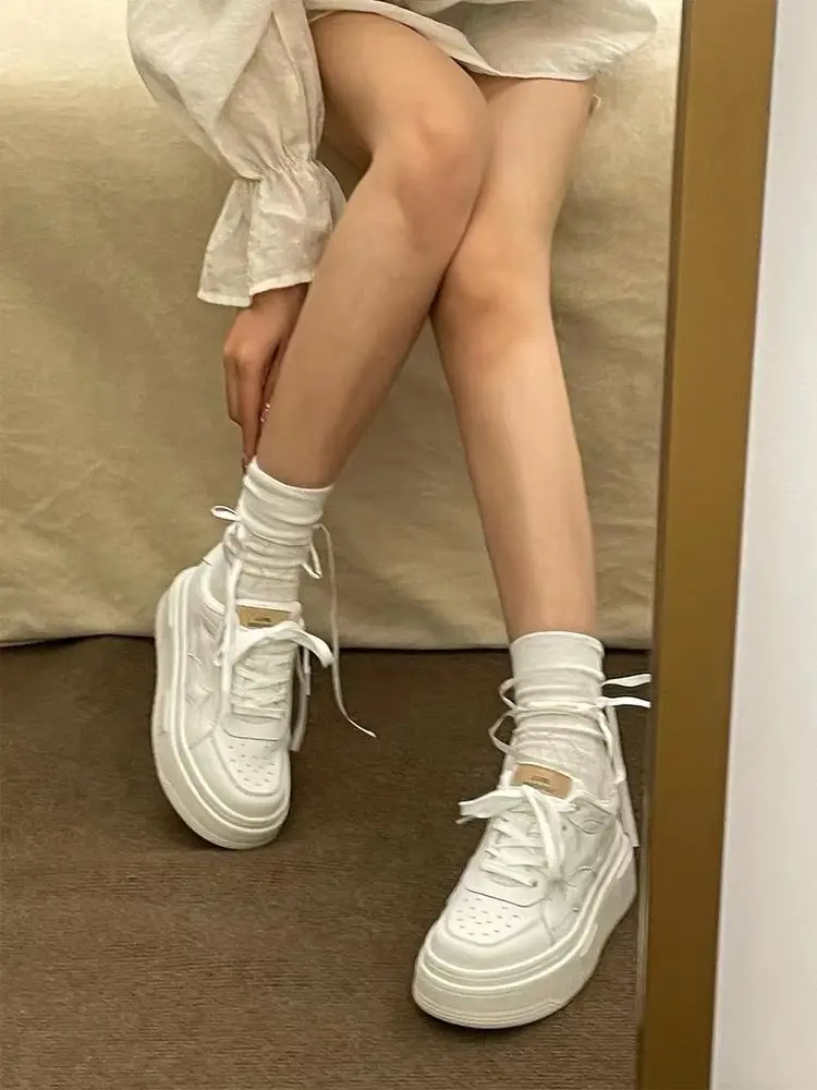 Women Platform White Sneakers 2024 College Style — feature 8