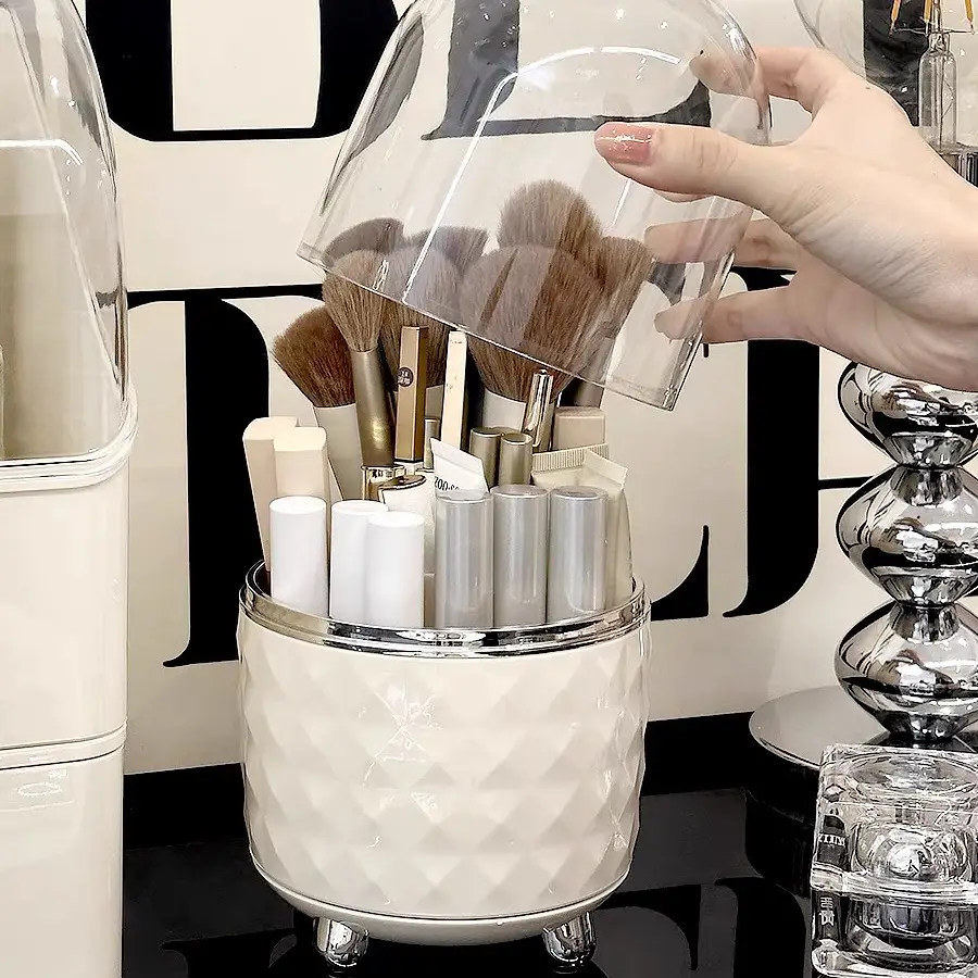 360° Rotating Makeup Brush Storage Tube