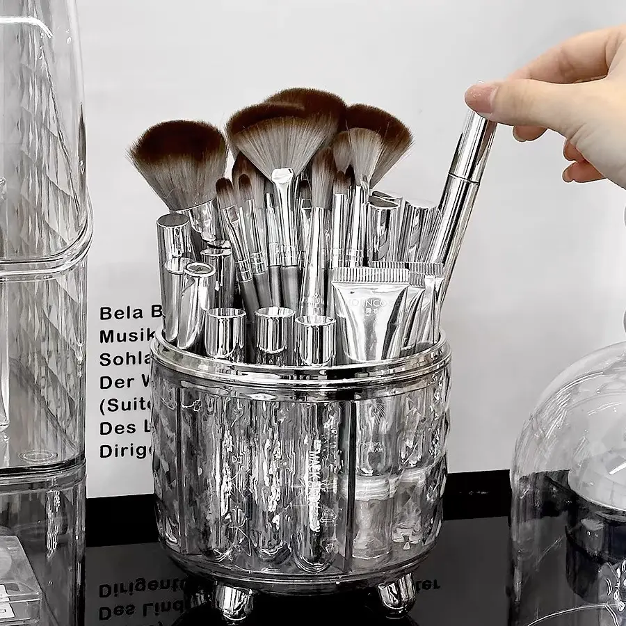 360° Rotating Makeup Brush Storage Tube
