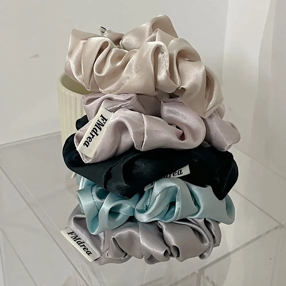 Black Satin Hair Scrunchie for Women - Image 4