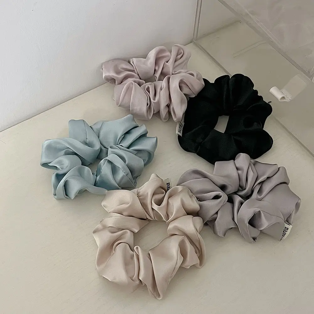 Black Satin Hair Scrunchie for Women - Image 5