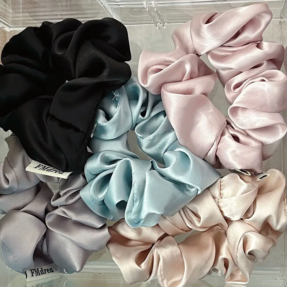 Black Satin Hair Scrunchie for Women - Image 6