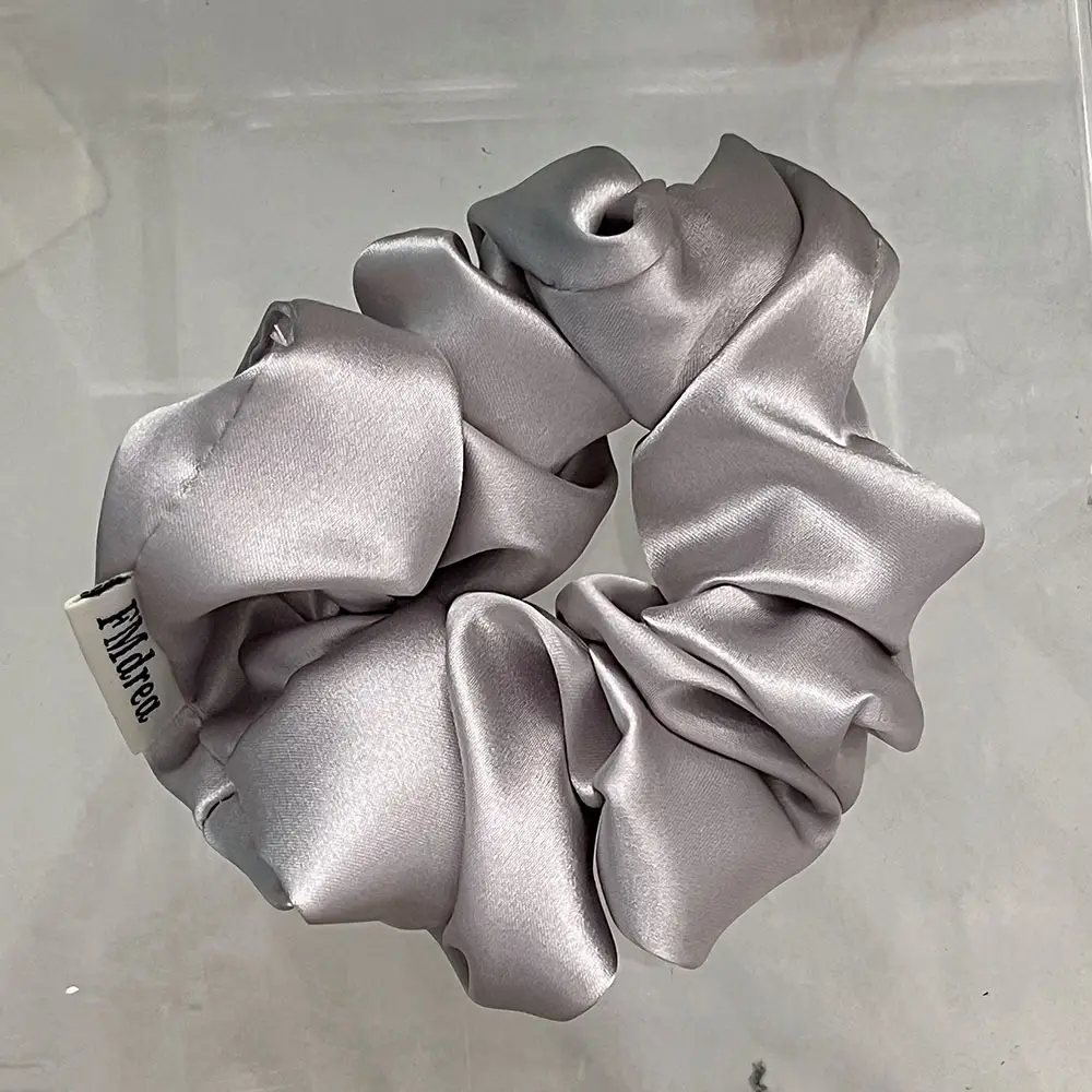 Black Satin Hair Scrunchie for Women - Image 2