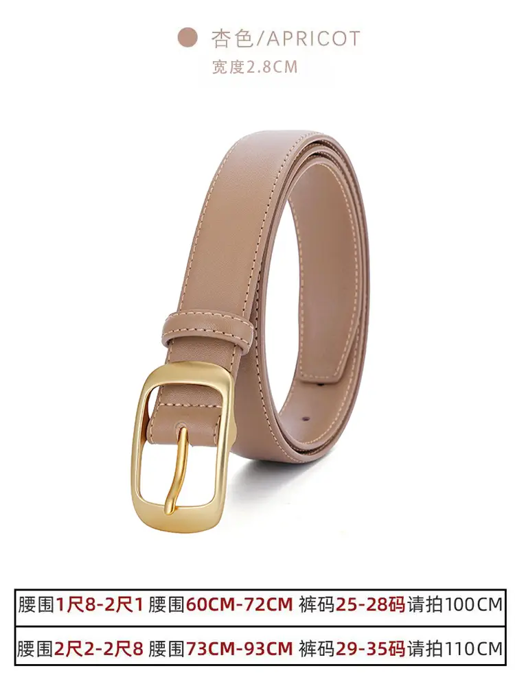 Women's Black Genuine Leather Belt with Gold Buckle - Image 3