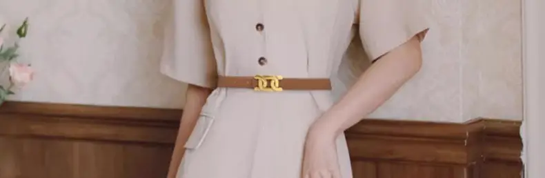 Black Leather Belt for Women with Gold Logo — feature 10