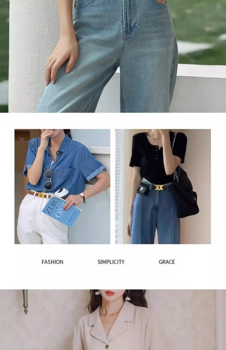 Black Leather Belt for Women with Gold Logo — feature 9