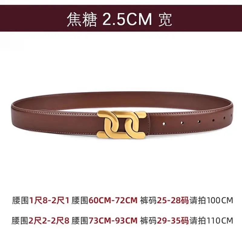 Black Leather Belt for Women with Gold Logo - Image 2