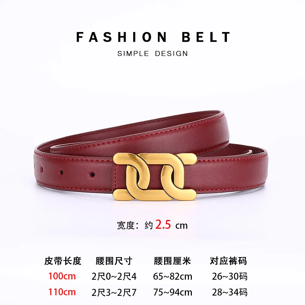 Black Leather Belt for Women with Gold Logo - Image 4