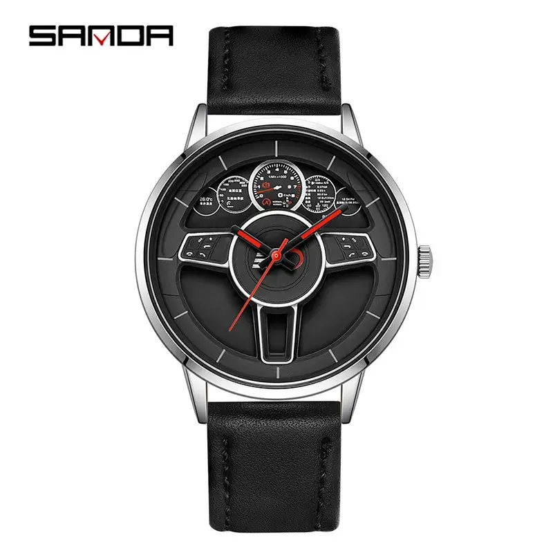 Sanda Men's Blue Dial Quartz Watch with Leather Strap
