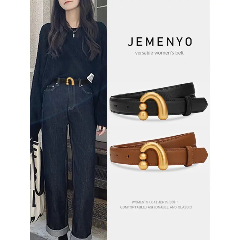 2024 New Women's Black Gold Buckle Belt - Image 6
