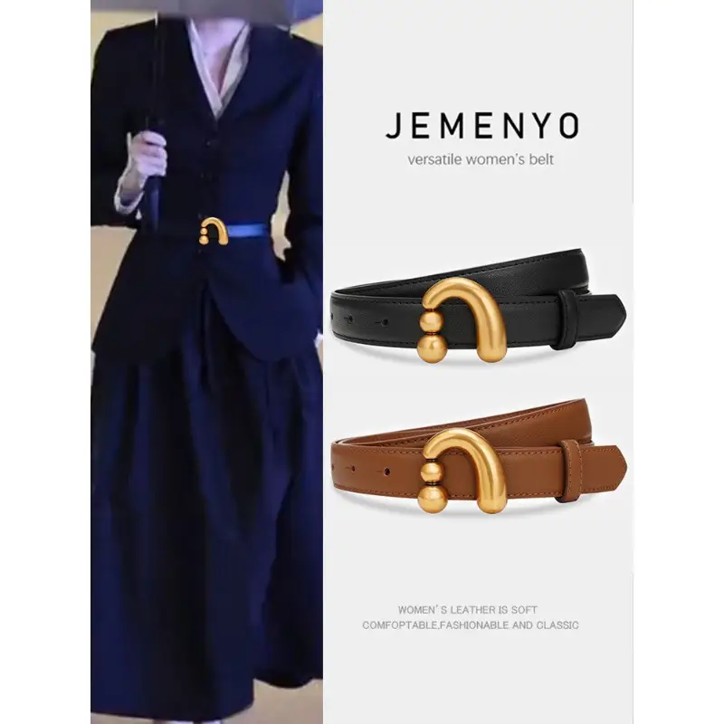 2024 New Women's Black Gold Buckle Belt - Image 7