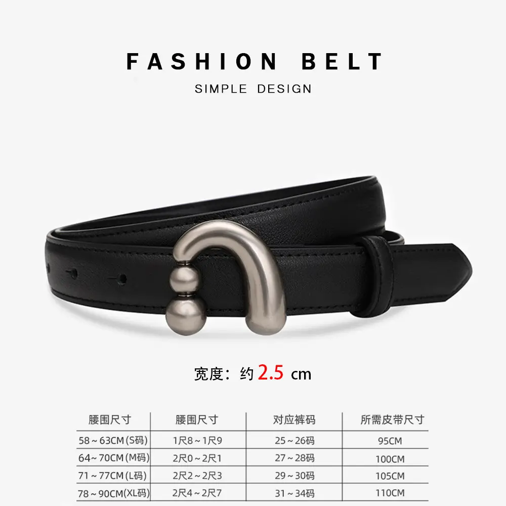 2024 New Women's Black Gold Buckle Belt - Image 3
