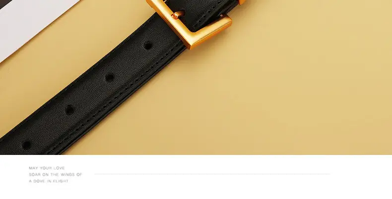 Women's Black Leather Belt with Gold Buckle 24cm — feature 19
