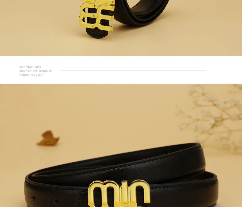 Women's High-End Cowhide Belt Black Brown — feature 16