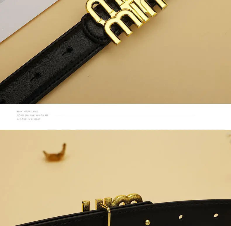 Women's High-End Cowhide Belt Black Brown — feature 18