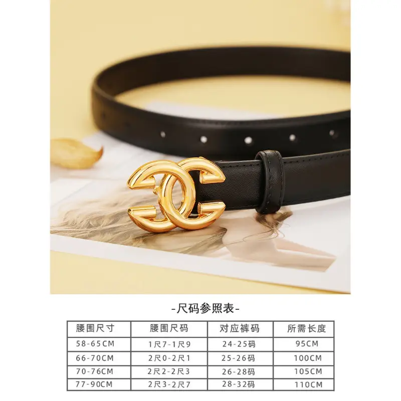 Women's Leather Belt Black Brown Gold Logo - Image 7