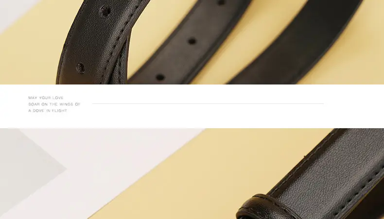 Women's Leather Belt Black Brown Gold Logo — feature 17