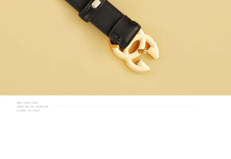 Women's Leather Belt Black Brown Gold Logo — feature 20