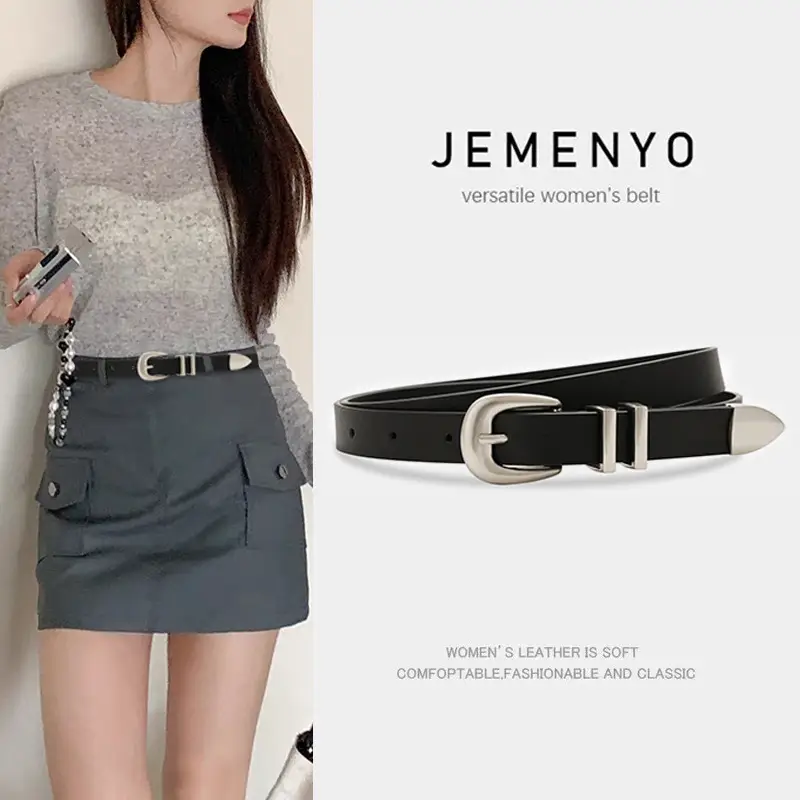 Women Black Belt for Summer Wear Pure Cowhide - Image 3