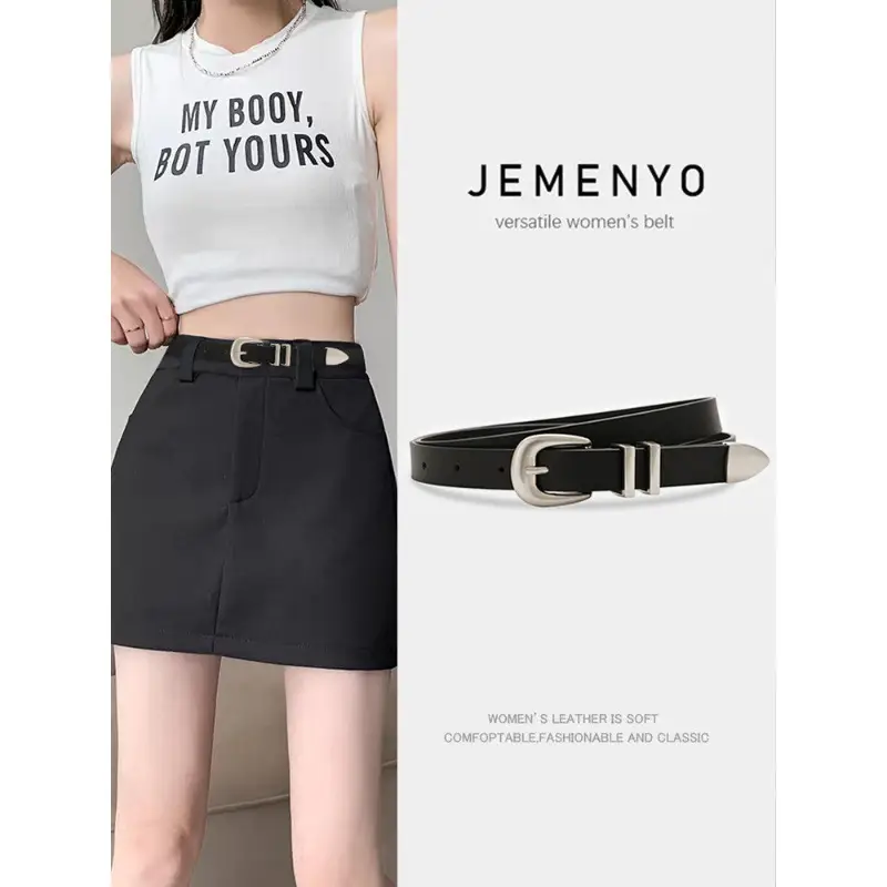 Women Black Belt for Summer Wear Pure Cowhide - Image 4