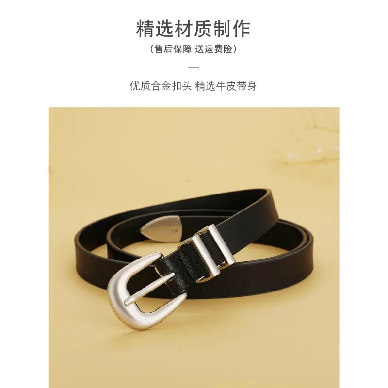 Women Black Belt for Summer Wear Pure Cowhide - Image 6