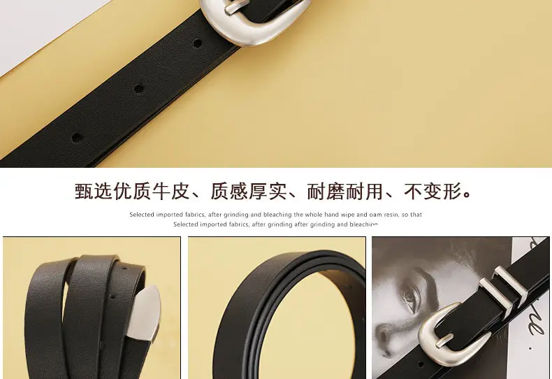 Women Black Belt for Summer Wear Pure Cowhide — feature 11