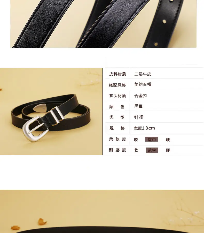 Women Black Belt for Summer Wear Pure Cowhide — feature 13
