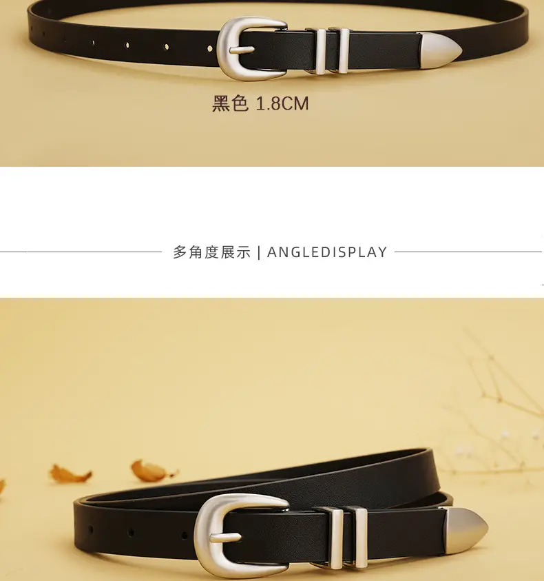 Women Black Belt for Summer Wear Pure Cowhide — feature 14