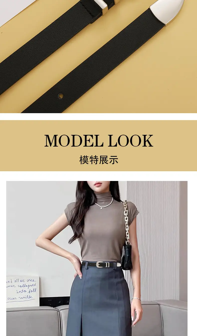 Women Black Belt for Summer Wear Pure Cowhide — feature 3