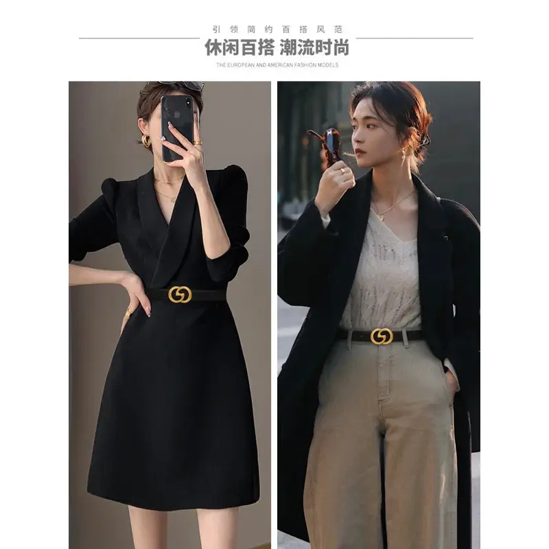 Women's Brown Gullant Belt for Suits Coats Pure Cowhide Leather - Image 6