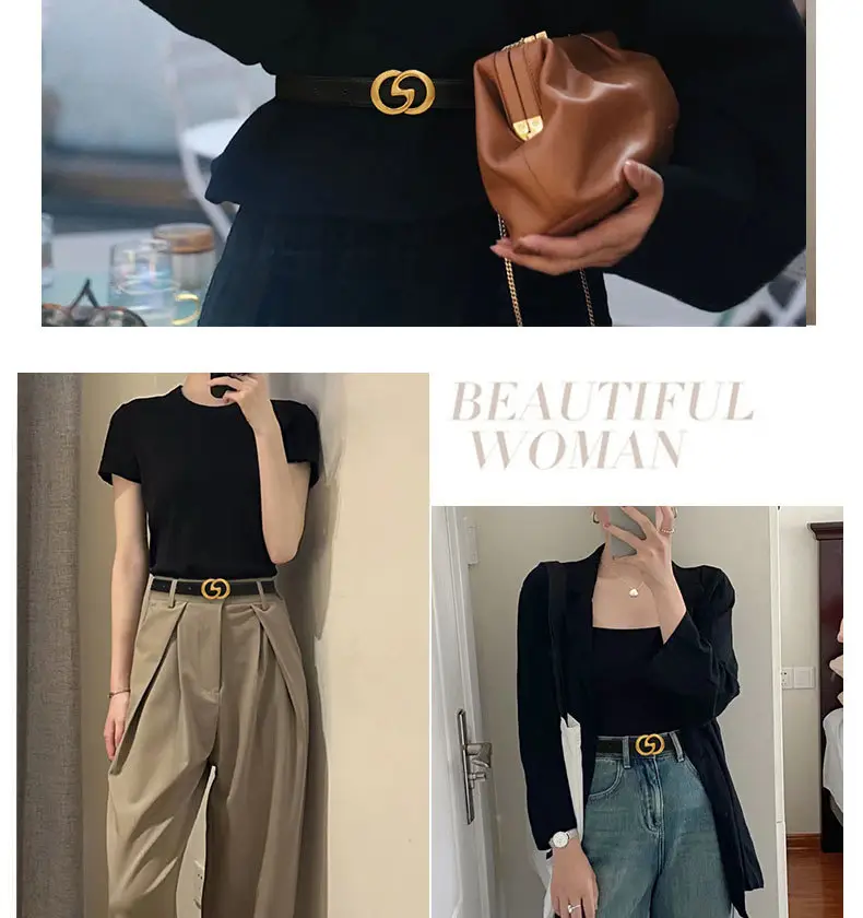 Women's Brown Gullant Belt for Suits Coats Pure Cowhide Leather — feature 5