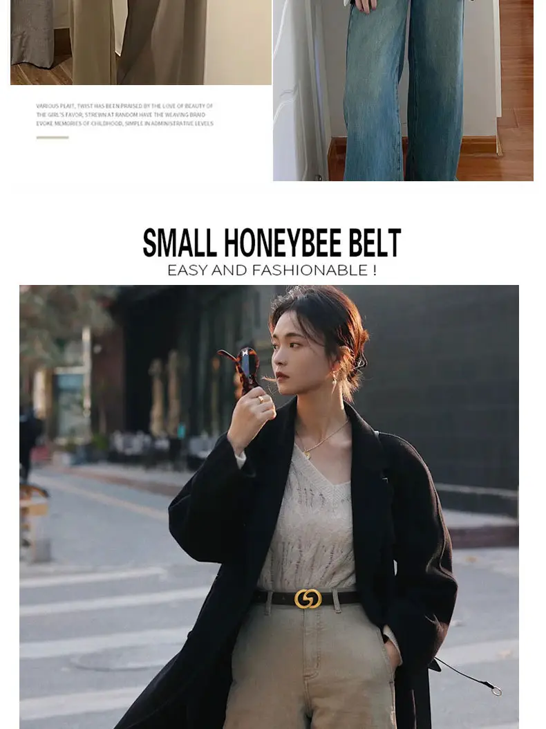 Women's Brown Gullant Belt for Suits Coats Pure Cowhide Leather — feature 6